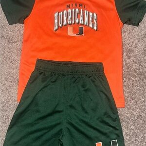 Miami Hurricanes Orange and Green Athletic Set